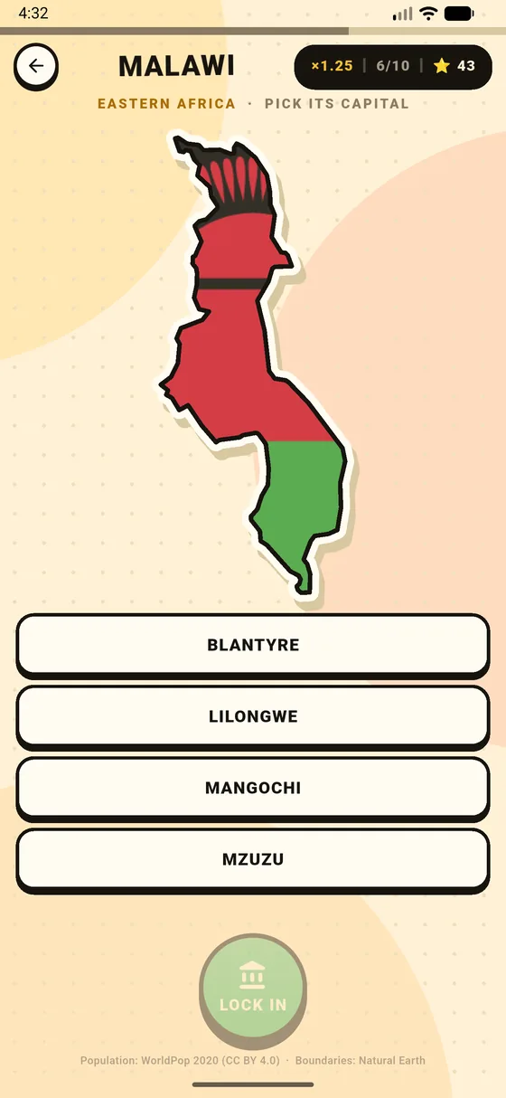 Malawi above four city names: Blantyre, Lilongwe, Mangochi, Mzuzu.